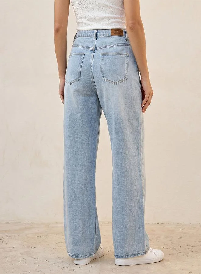 Splash FAV BLUE Denim High-Rise Jeans with Embellished Design for Women | Best Price UAE