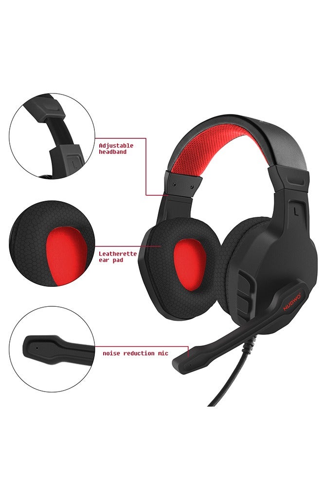NUBWO U3 Gaming Headset with Microphone, Safe Volume Limited, Kids Headphones for Switch, Super Lightweight, Rich Sound, 3.5mm Jack for NS, PS4, PS5, Xbox, Tablet, iPad Computer, Red - Image 3