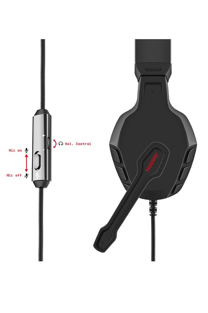 NUBWO U3 Gaming Headset with Microphone, Safe Volume Limited, Kids Headphones for Switch, Super Lightweight, Rich Sound, 3.5mm Jack for NS, PS4, PS5, Xbox, Tablet, iPad Computer, Red - Image 5