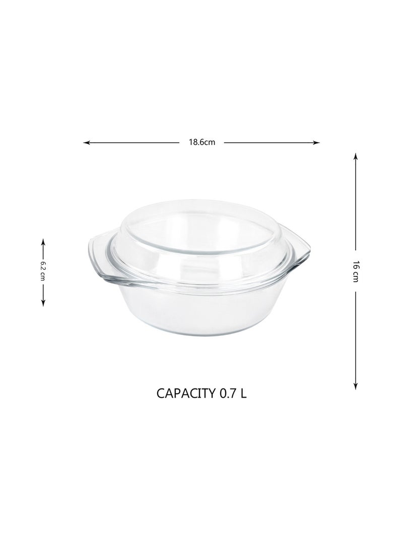 Home Smart Casserole Round Glass Baking Dish Borosilicate Multipurpose Round Bake and Serve Class Casserole with Lid 0.7L/1.0L/1.5L 3 Pc by Home Smart  - Image 4