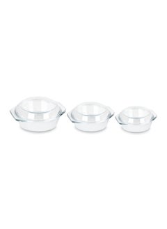 Home Smart Casserole Round Glass Baking Dish Borosilicate Multipurpose Round Bake and Serve Class Casserole with Lid 0.7L/1.0L/1.5L 3 Pc by Home Smart  - Image 1