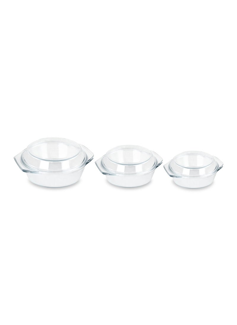 Home Smart Casserole Round Glass Baking Dish Borosilicate Multipurpose Round Bake and Serve Class Casserole with Lid 0.7L/1.0L/1.5L 3 Pc by Home Smart  - Image 1