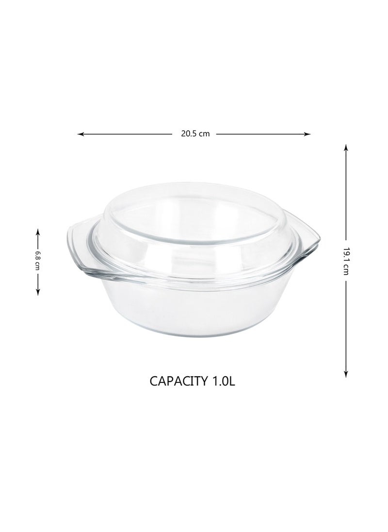 Home Smart Casserole Round Glass Baking Dish Borosilicate Multipurpose Round Bake and Serve Class Casserole with Lid 0.7L/1.0L/1.5L 3 Pc by Home Smart  - Image 5