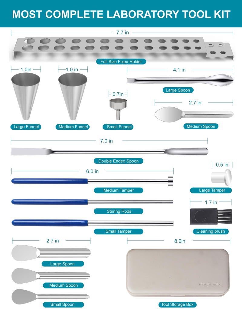 Foosi 16Pcs Filling Tools Kit - Short Stem Funnels Home & Lab Supplies with Empty Tray and Spoon Scoops Spatula Tamper Quickly Maker All Size # 000 00 0 1 2 3 4 5 Funnel ï¼ˆ16Pcs - Image 2