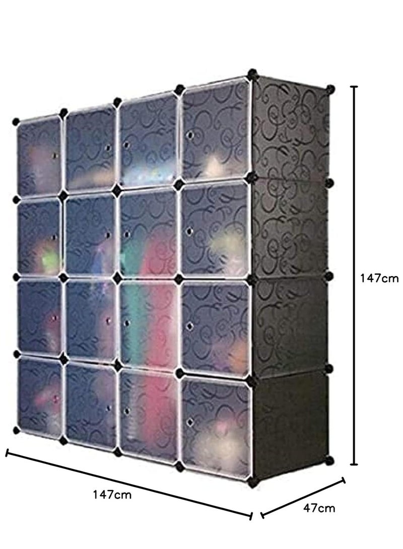 Generic 16 Cube Storage Organizer,Portable Plastic Storage Cabinet,Closet.Stackable Cubby Shelf for Clothes,Toy,Bag. Suitable for Bedroom,Studyroom,Closet Organization,Black  - Image 3