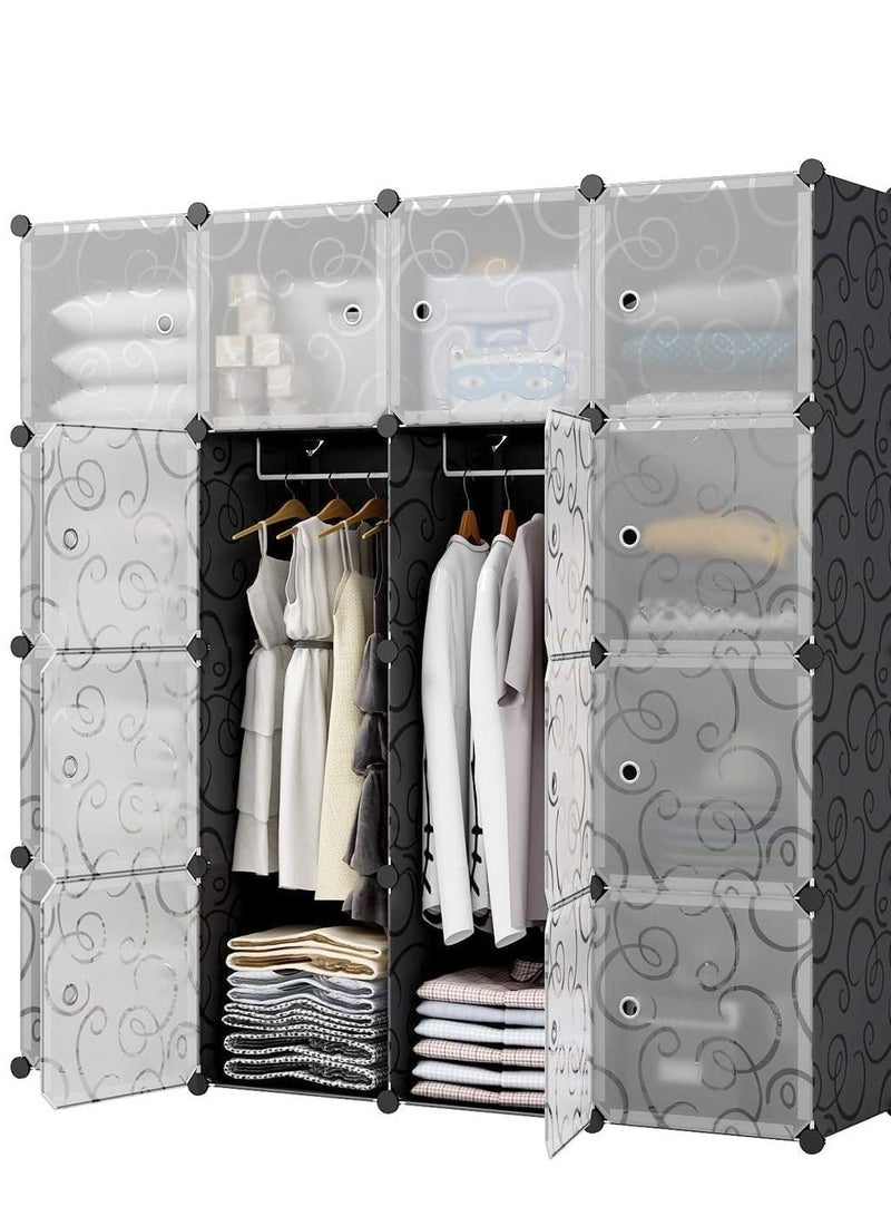 Generic 16 Cube Storage Organizer,Portable Plastic Storage Cabinet,Closet.Stackable Cubby Shelf for Clothes,Toy,Bag. Suitable for Bedroom,Studyroom,Closet Organization,Black  - Image 4