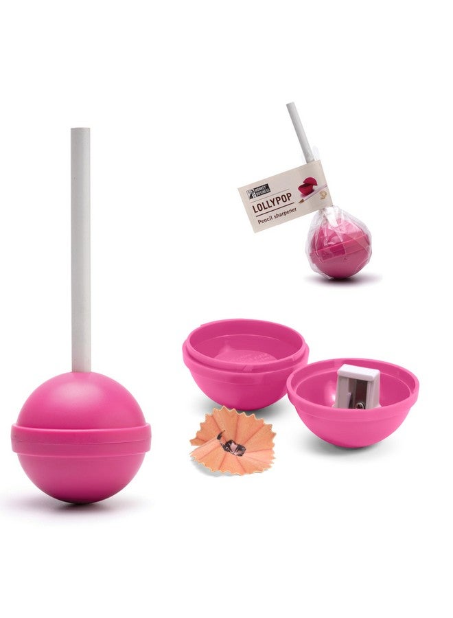 Monkey Business Lollypop Pencil Sharpener For Kids, Fun Manual Pencil Sharpener For Colored Pencils, Cute Pencil Sharpener For Girls And Boys, Student Stationery Supplies, Birthday Gift (Pink) - Image 1