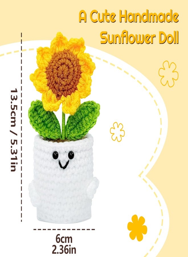 Okra Handmade Sunflower Crochet Doll with 7 Daily Replaceable Notes, Thank You Gifts for Women, Teachers, Friends, Coworkers, Myself, Positivity Decor for Table, Home, Office, Car - Birthday Gifts for Mom - Image 3