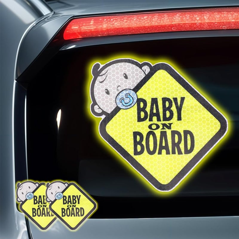 STHIRA® Baby On Board Sticker for Cars- 2Pack Baby in Car High Intensity Reflective Waterproof Vinyl Safety - Image 1