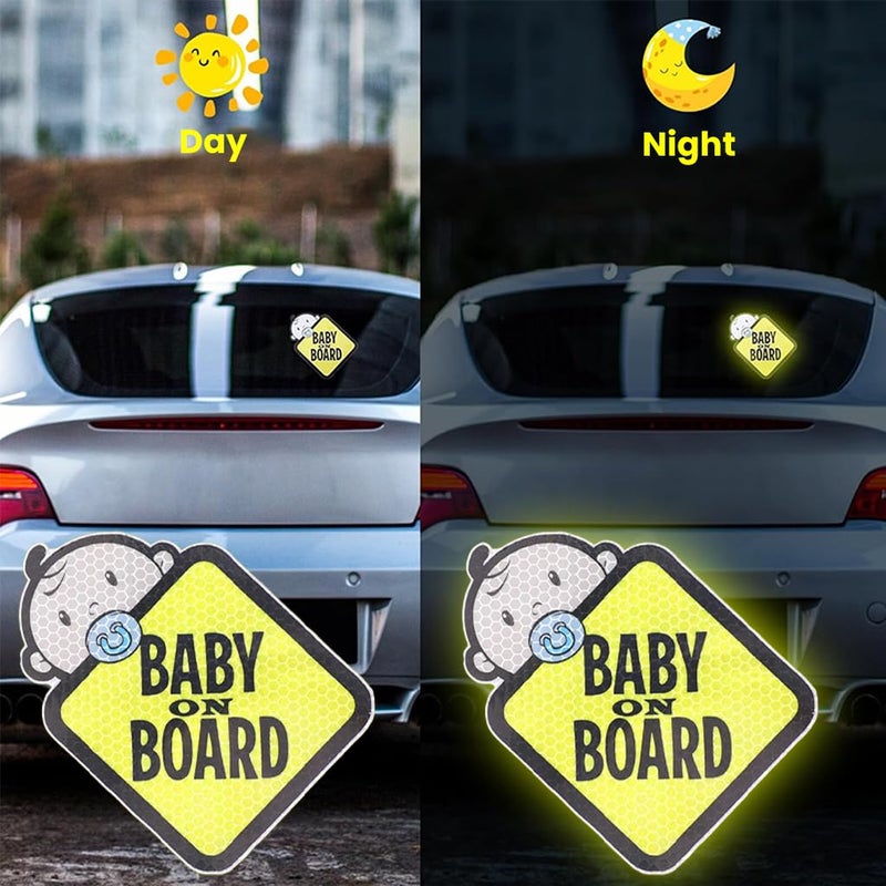 STHIRA® Baby On Board Sticker for Cars- 2Pack Baby in Car High Intensity Reflective Waterproof Vinyl Safety - Image 5