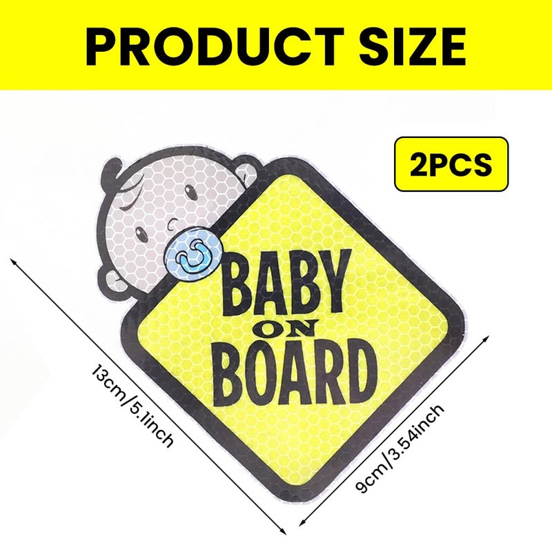 STHIRA® Baby On Board Sticker for Cars- 2Pack Baby in Car High Intensity Reflective Waterproof Vinyl Safety - Image 2