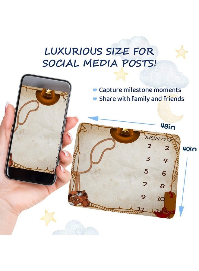FHZON Western Cowboy Milestone Blanket Country Leather Boots Cowboy Hat Baby Photo Prop Baby Shower Party Decor Gender Neutral Baby Blanket 48x40in BTYHFH021 - Image 3