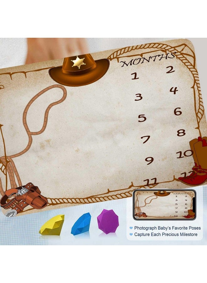 FHZON Western Cowboy Milestone Blanket Country Leather Boots Cowboy Hat Baby Photo Prop Baby Shower Party Decor Gender Neutral Baby Blanket 48x40in BTYHFH021 - Image 2