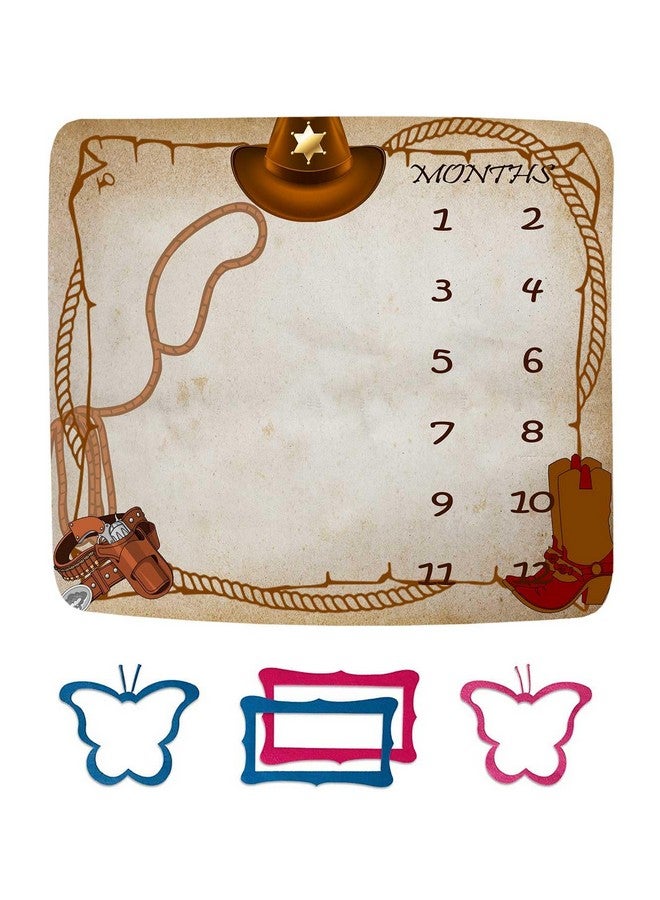 FHZON Western Cowboy Milestone Blanket Country Leather Boots Cowboy Hat Baby Photo Prop Baby Shower Party Decor Gender Neutral Baby Blanket 48x40in BTYHFH021 - Image 1