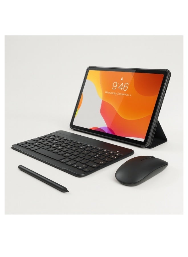 JAJEEK تاب 18 جهاز لوحي أندرويد 10.1 بوصة عرض HD، 8 جيجابايت RAM 512 جيجابايت ROM، أندرويد 15، معالج ثماني النواة، كاميرا 13 ميجابكسل + 8 ميجابكسل، بطارية 8000 مللي أمبير، 4G LTE، غطاء لوحة مفاتيح وقلم مرفق، رمادي - Image 1