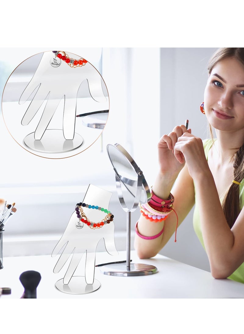SOLARAE Acrylic Hand Jewelry Display Stand Set - 6 Transparent Mannequin Holders for Bracelets, Necklaces, and Watches - Elegant Organizer for Rings and Accessories. - Image 2