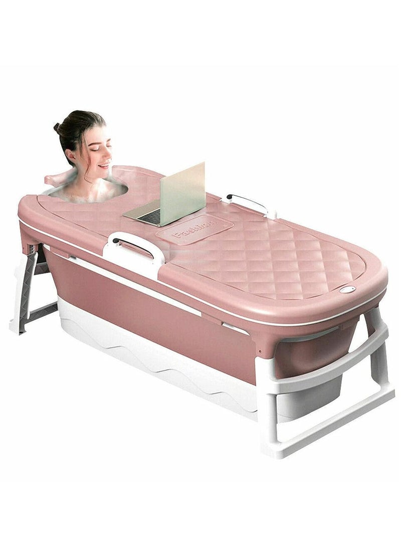 DubaiGallery Foldable Mobile Bathtub for Adults with Soap Basket, Removable Lid and Massage Rollers, Ideal for Small Bathrooms - Image 1