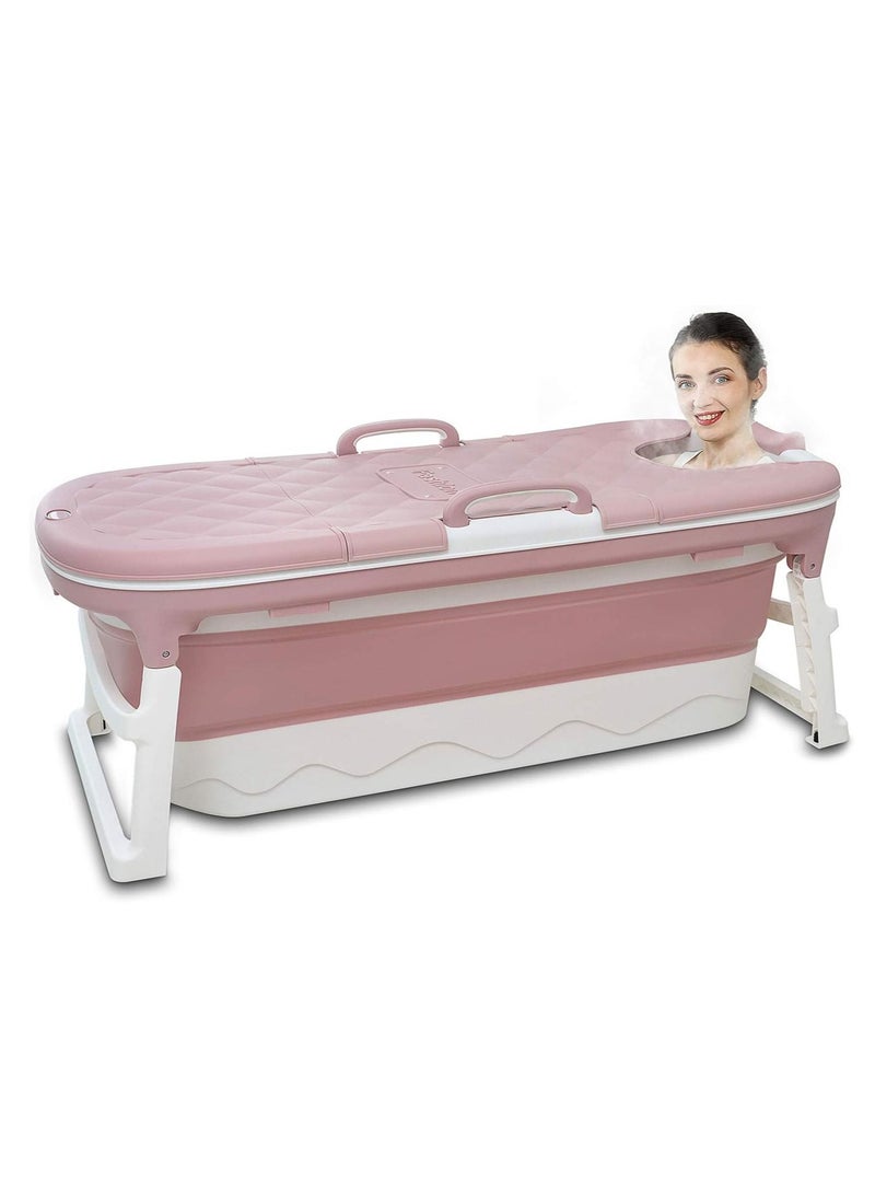 DubaiGallery Foldable Mobile Bathtub for Adults with Soap Basket, Removable Lid and Massage Rollers, Ideal for Small Bathrooms - Image 2