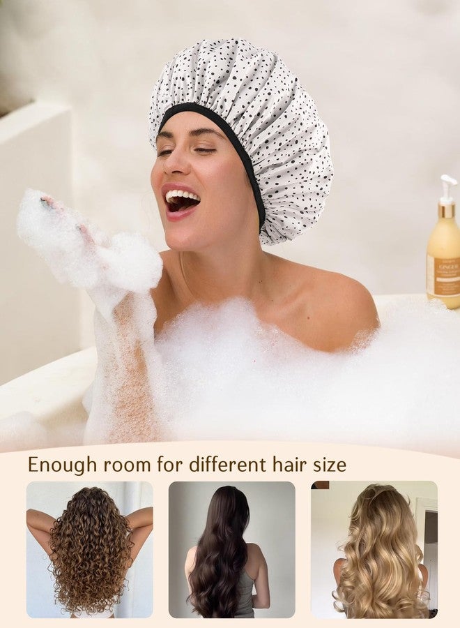 يانيبست قبعة استحمام يانيبست للنساء - قبعة استحمام من الساتان للشعر، مقاومة للماء، كبيرة جدًا، ذات طبقتين، قابلة لإعادة الاستخدام، قابلة للتعديل للشعر الطويل والضفائر - Image 5
