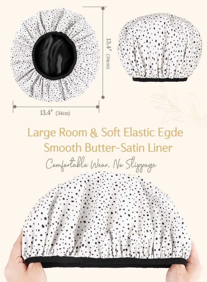 يانيبست قبعة استحمام يانيبست للنساء - قبعة استحمام من الساتان للشعر، مقاومة للماء، كبيرة جدًا، ذات طبقتين، قابلة لإعادة الاستخدام، قابلة للتعديل للشعر الطويل والضفائر - Image 2