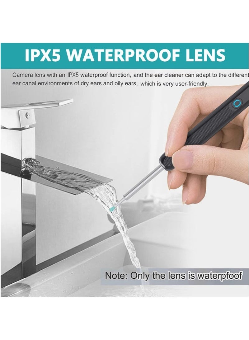 عام مجموعة إزالة شمع الأذن - مزيل شمع الأذن المرئي مع كاميرا، منظار الأذن مع ضوء، منظف الأذن مع 8 أدوات إزالة شمع الأذن + 6 مغارف أذن، مزيل شمع الأذن اللاسلكي لنظام iOS وهواتف Android، منظار الأذن المرئي عبر شبكة Wi-Fi لشمع الأذن (أسود) - Image 3