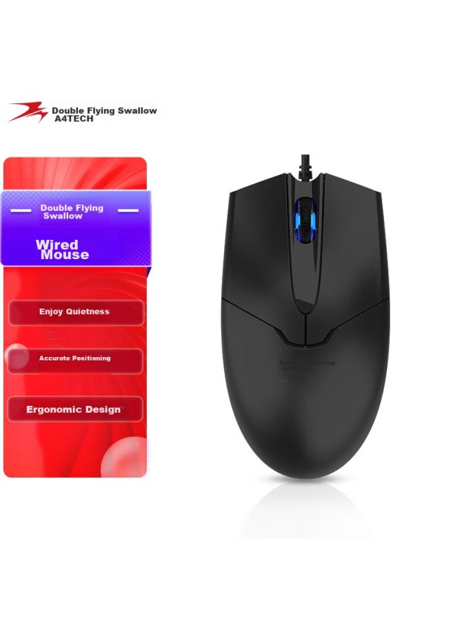 A4TECH A4tech Op-550su Wired Mouse, Quiet, For Laptop And Desktop Computers, Office And Home Use, Portable Mouse, Usb Interface, Black  - Image 1
