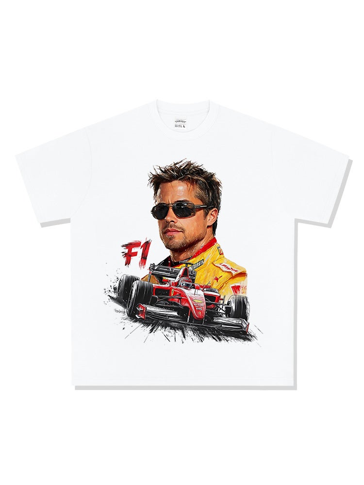 Retro Brad Pitt Printed Short-Sleeve T-Shirt, Heavyweight Trendy Brand, Versatile High Street Style - Image 4