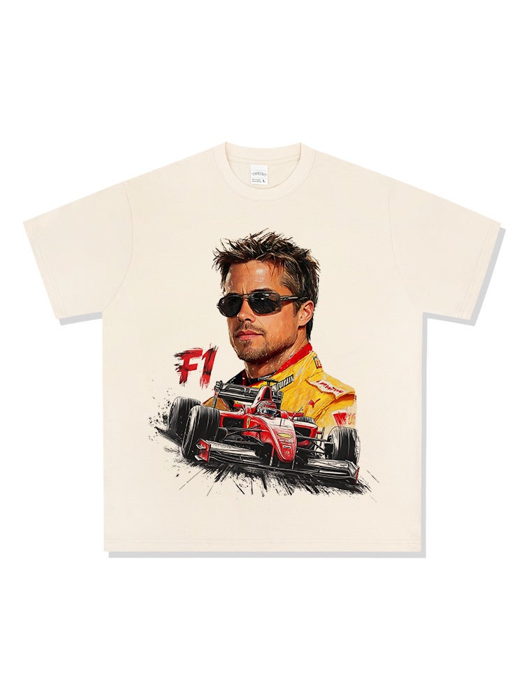 Retro Brad Pitt Printed Short-Sleeve T-Shirt, Heavyweight Trendy Brand, Versatile High Street Style - Image 5