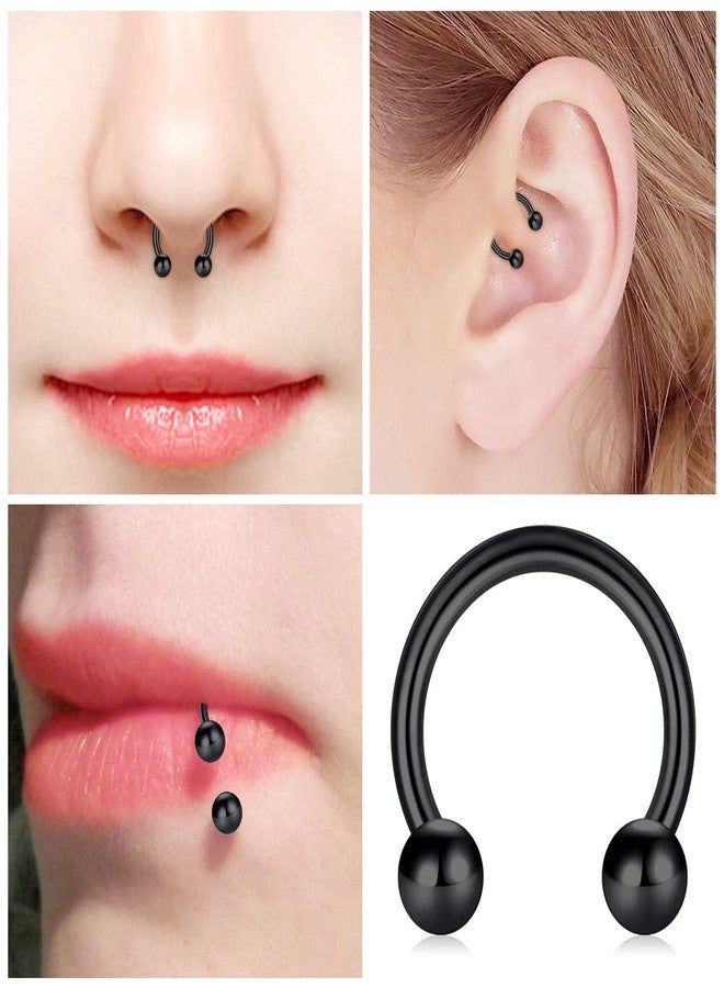 مجموعة توكرينغ 16 قطعة، حلقات أنف حاجز الأنف 16G، مجوهرات ثقب من الفولاذ الجراحي، حلقات ثقب الجسم على شكل حدوة حصان، حلقات ثقب الجسم، حلقات الحاجب، حلقات الشفة، مقاسات للنساء والرجال من 6 إلى 12 مم - Image 3