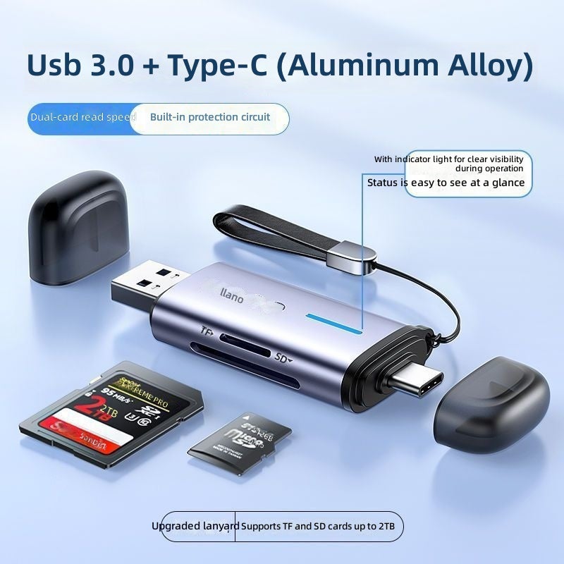 Llano Multi-Function USB 3.0 Card Reader for SD, TF, and Camera Storage - Image 1