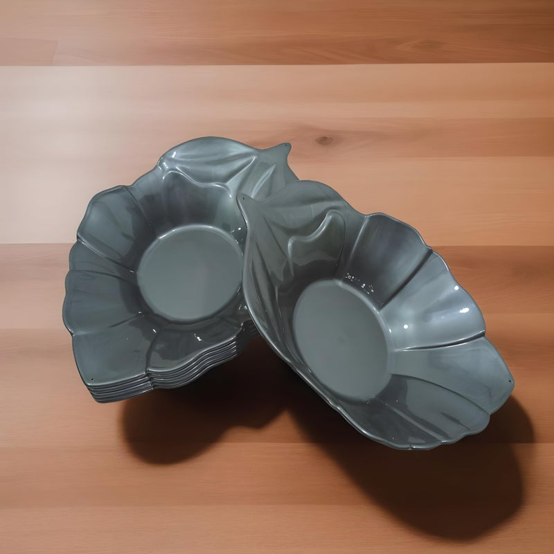BHOJANWARE Plastic Snacks Platters Set of 6 in Grey Color-Perfect for Kitchen Utensils & Serving Snacks (Size: 18.5 Cm/ 7.2 Inch) - Image 1