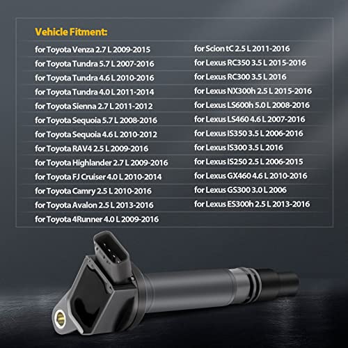 OCPTY Set of 4 Ignition Coils Compatible with OE: UF507 C1596 UF587 Fit for Lexus for Toyota 2006-2020 - Image 2