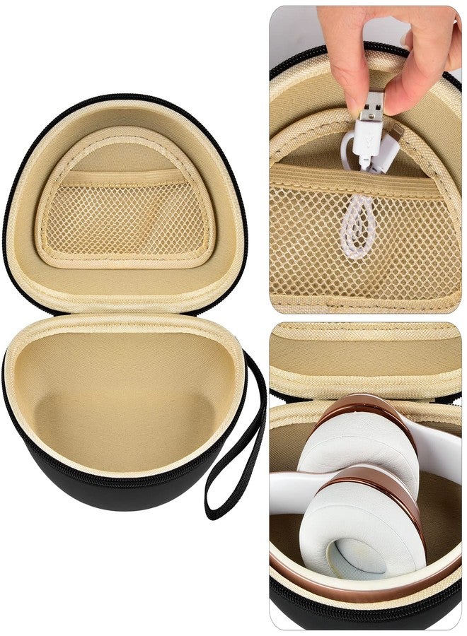 Comecase Travel Hard Carrying Case Compatible for Beats Solo3 / for Beats Studio3/ for Beats Solo2/ for Beats Solo Pro Bluetooth On-Ear Headphones - Black+Inside Khaki - Image 4