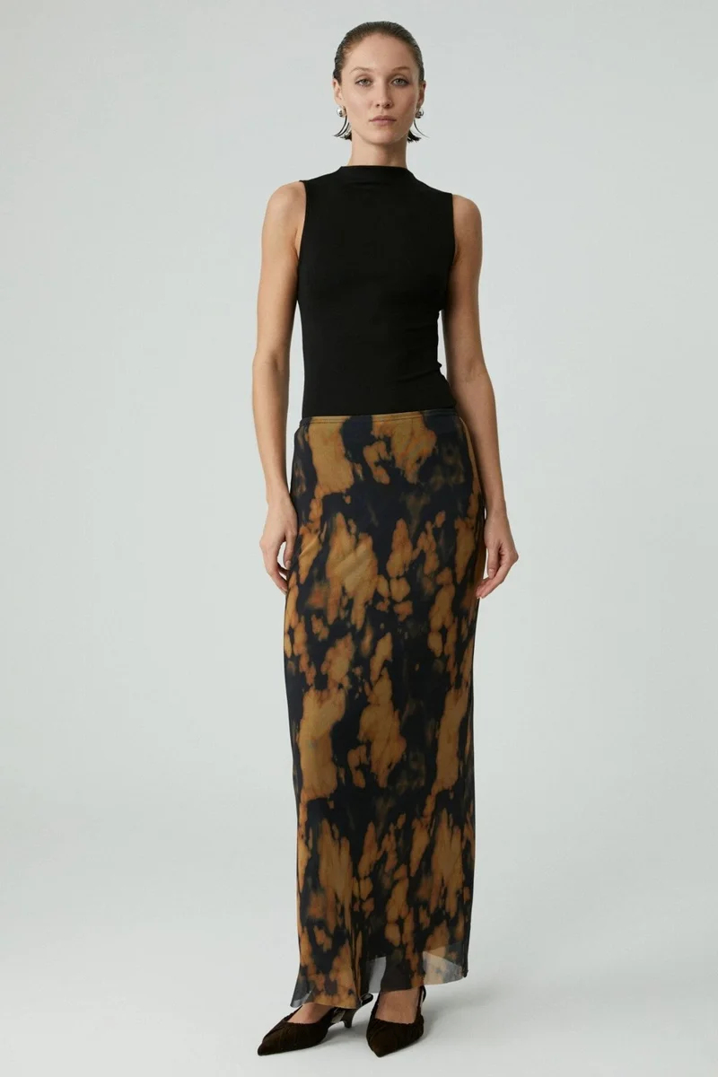 جريميلانج Edona Women's Patterned Long Lined Patterned Skirt