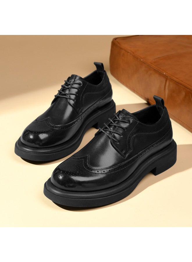 سيبتولفز 【Top Grain Leather】 أحذية رجالية بروغ عمرها 25 عامًا جلد طبيعي منقوش أنيقة موضة منخفضة القطع ستايل بريطاني أحذية رجالية - Image 2