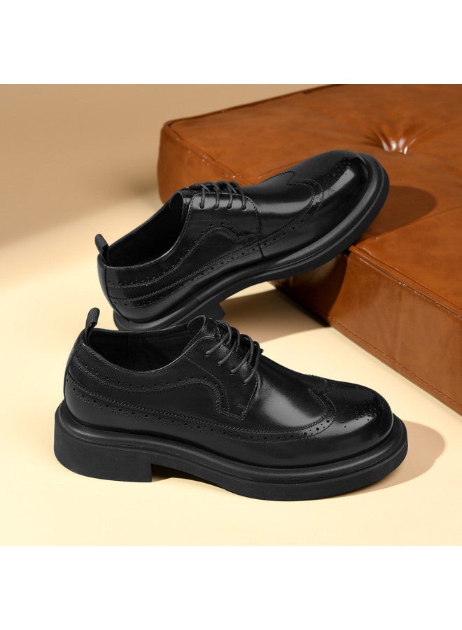 سيبتولفز 【Top Grain Leather】 أحذية رجالية بروغ عمرها 25 عامًا جلد طبيعي منقوش أنيقة موضة منخفضة القطع ستايل بريطاني أحذية رجالية - Image 5