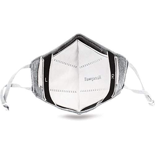 Honeywell Safety Light Gray Dual Layer Face Cover with 8 Replaceable Filters, Size M/L (RWS-50107) - Image 2