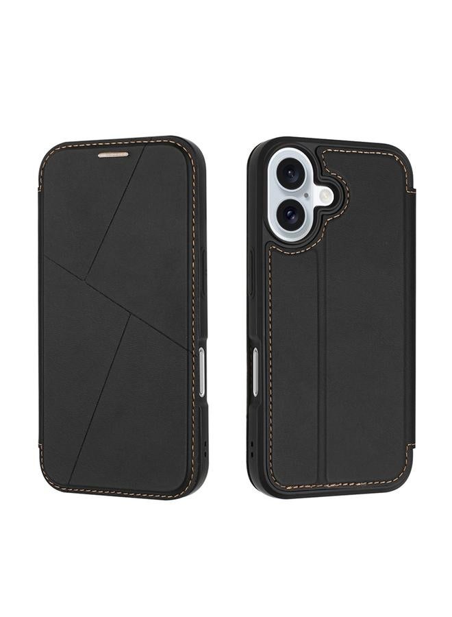 S-TOP Case For iPhone 16 Magnetic Armor Series RFID Card Slots Leather Phone Case - Image 1