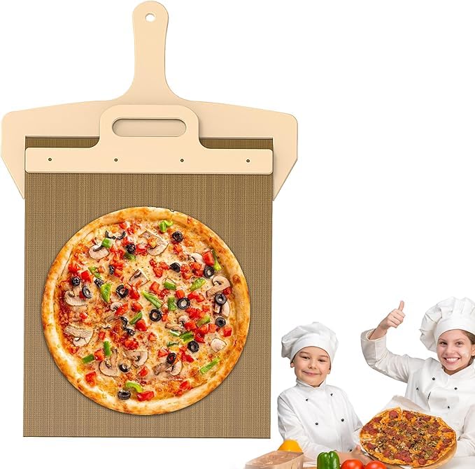 KRLZ Sliding Pizza Peel Wooden Paddle Handle NonStick Mat Transfers Pizza to Oven - Image 1