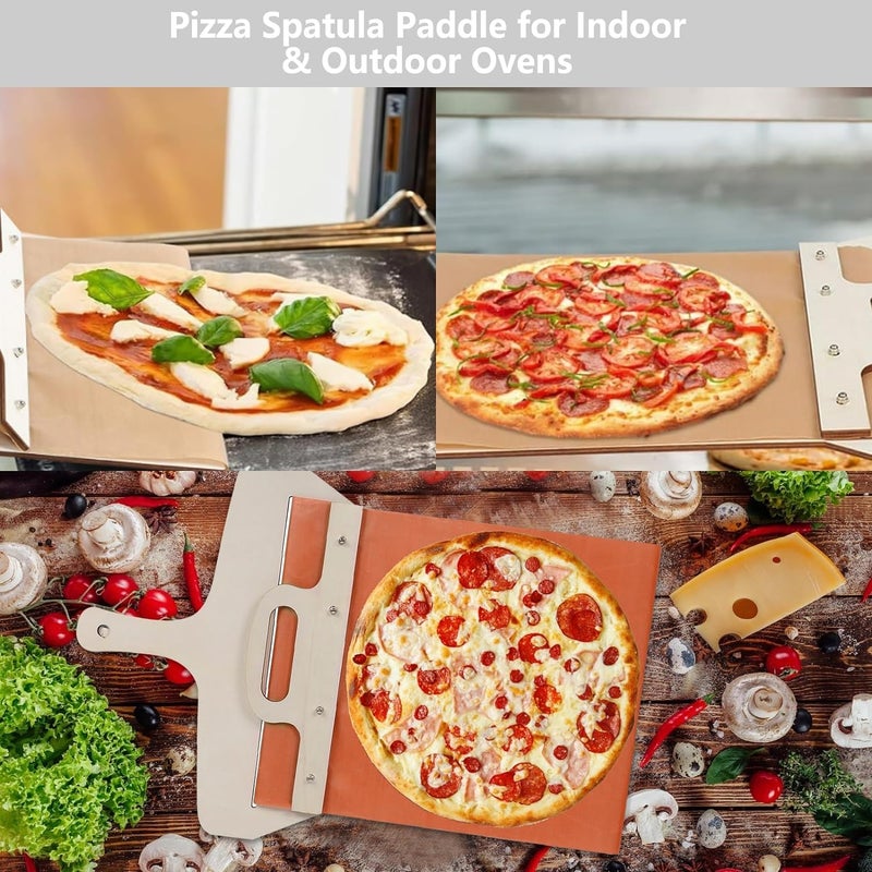 KRLZ Sliding Pizza Peel Wooden Paddle Handle NonStick Mat Transfers Pizza to Oven - Image 5
