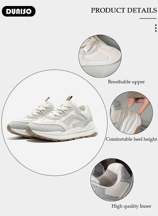 DUNISO Women's Soft-soled Sneakers Low Top Walking Shoes for Lady Comfortable Lace Up Fashion Casual Shoes for Indoor Outdoor Travel Work and Breathable Running Shoes - Image 2
