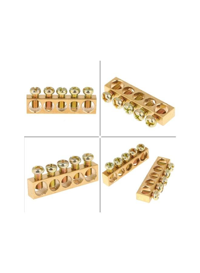 Terminal Ground Bar, 10pcs 5-Hole Electrical Grounding Bars Distribution Wire Screw Terminal Brass Ground Neutral Bar  - Image 2