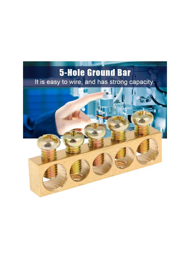 Terminal Ground Bar, 10pcs 5-Hole Electrical Grounding Bars Distribution Wire Screw Terminal Brass Ground Neutral Bar  - Image 3