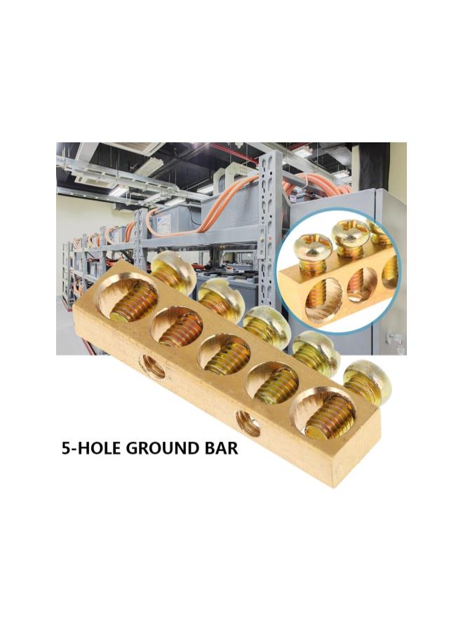 Terminal Ground Bar, 10pcs 5-Hole Electrical Grounding Bars Distribution Wire Screw Terminal Brass Ground Neutral Bar  - Image 1
