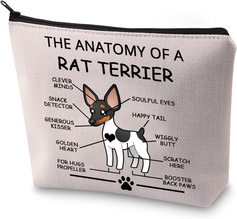 LEVLO Rat Terrier Lovers Gifts - The Anatomy of A Rat Terrier Cosmetic Bags for Veterinary Mom Travel Toiletry Needs