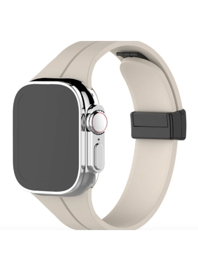 Soft Waterproof Silicone Sport Apple Watch Band with Magnetic Buckle Compatible for 42/44/45/49mm for S8/S9 and 46mm for S10