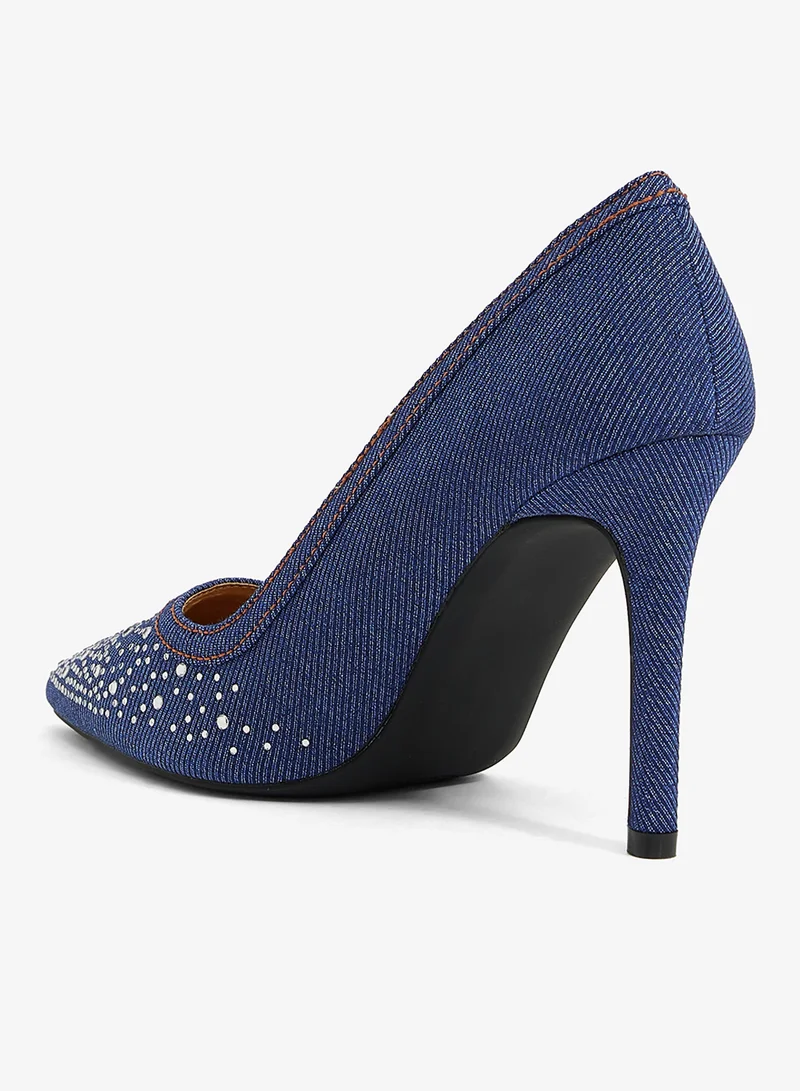 Anne Michelle Denim High Heeled Pointed Pump for Women | Best Price UAE