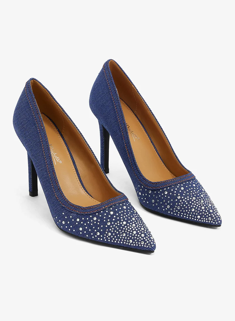 Anne Michelle Denim High Heeled Pointed Pump for Women | Best Price UAE