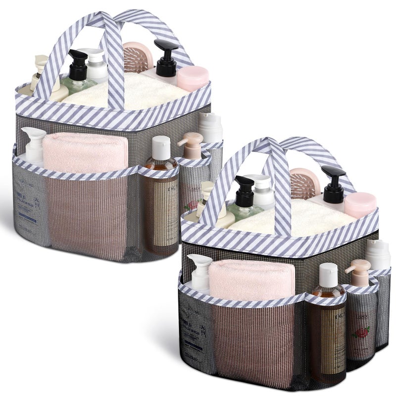 Attmu 2 Pack Mesh Shower Caddy Portable Quick Dry Hanging Shower Tote Bag for College Dorm Room Essentials Large Capacity Shower Caddy Dorm for Bathroom Gym Swimming