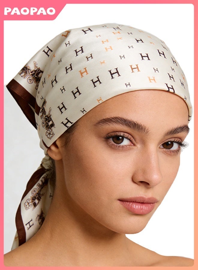 Pao pao Women's 27.5 Inch Fashion Headband Satin Scarf, Silk Textured Scarf Square Satin Headband Sleep Wrap For Women - Image 2